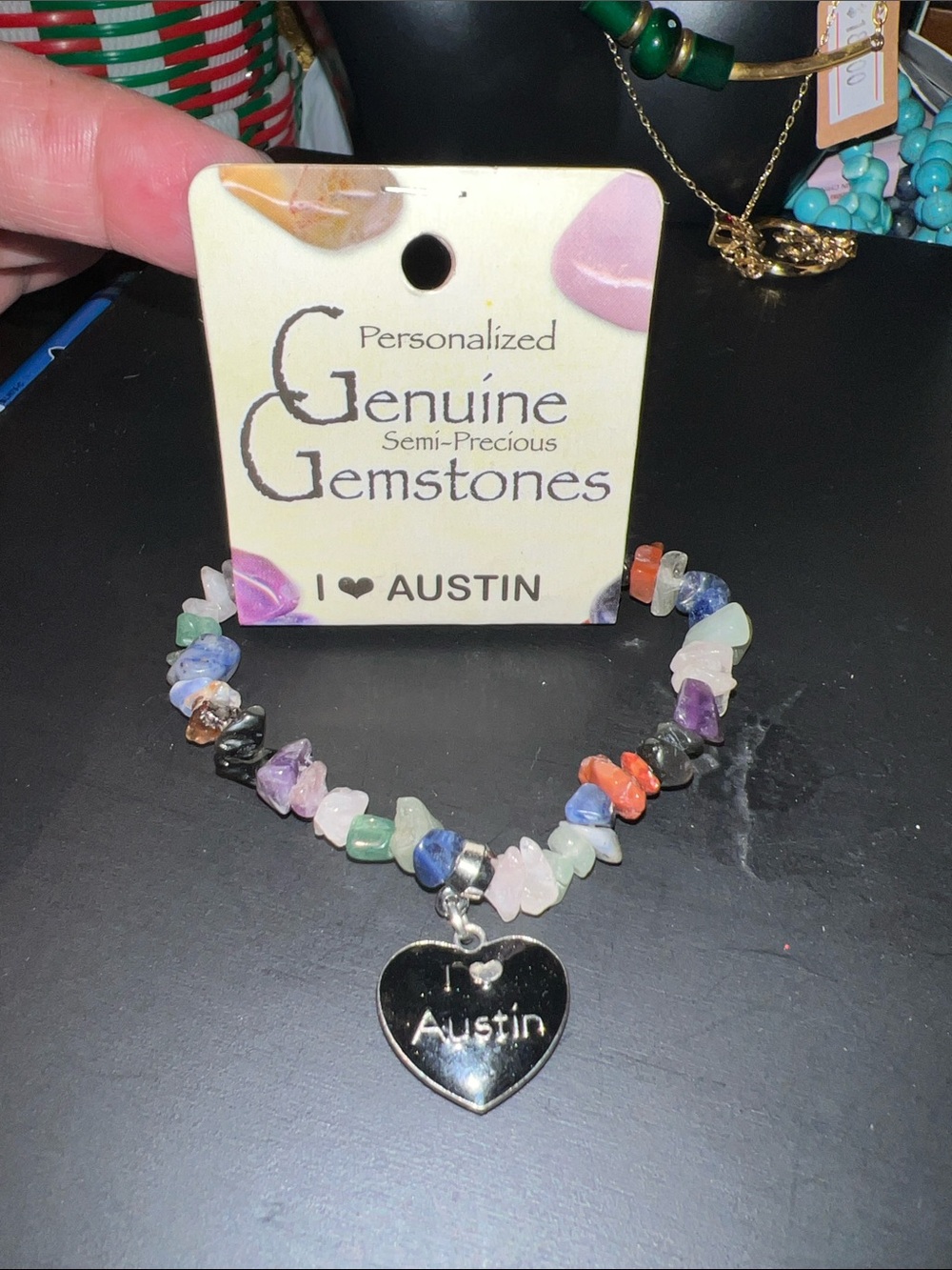 Multicolor Chip Bracelet with Austin Heart Charm